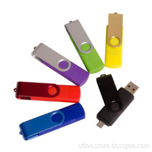 OTG Function Swivel USB Flash Drive, 1 to 64GB, Free Sample, Ideal for Smartphone Use